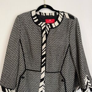 Vintage Women’s Rena Lange Wool Blazer Jacket Size 14 Black Ivory